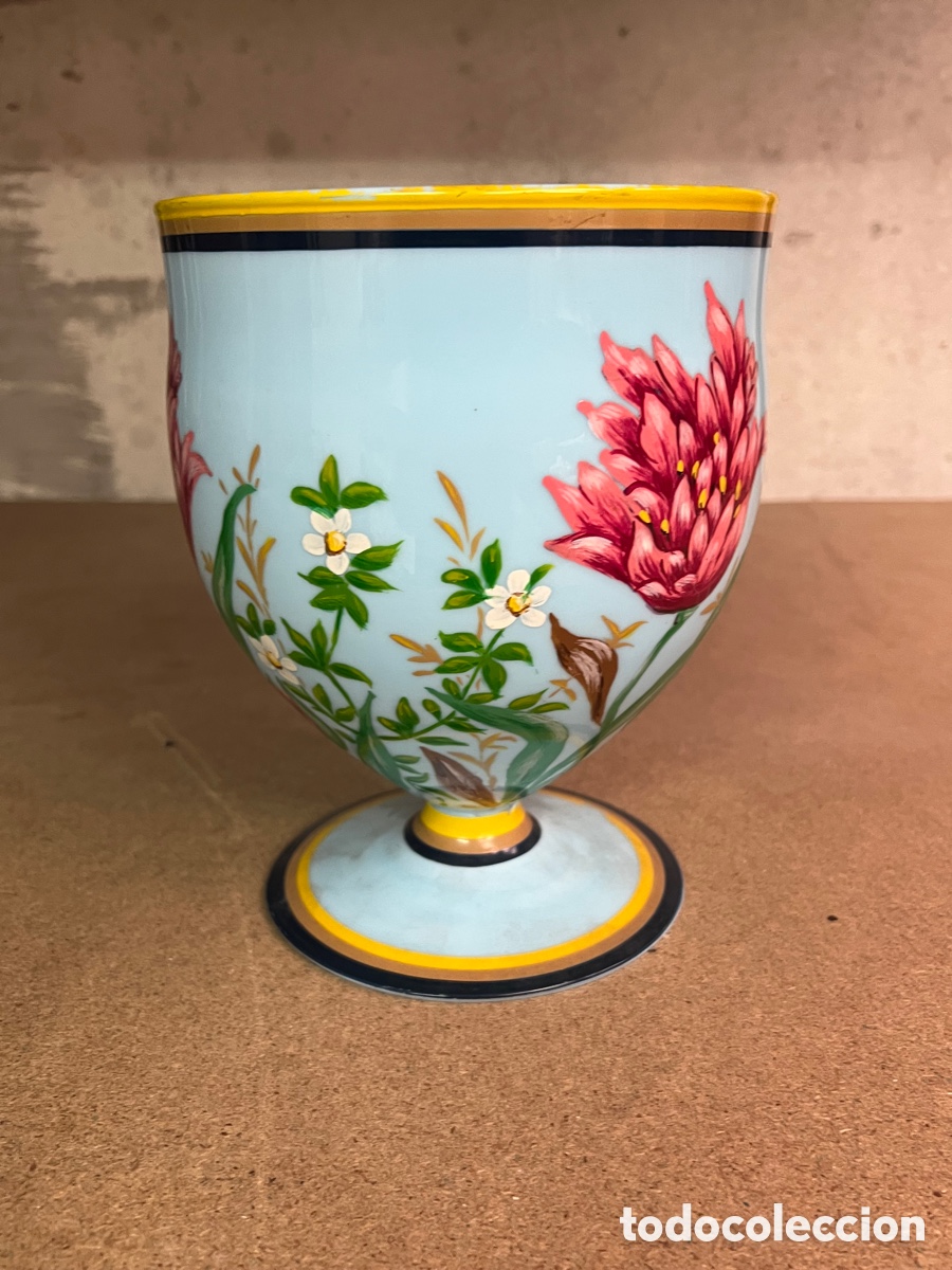 Antig&uuml;edades: Jarr&oacute;n macetero copa pintado a mano cer&aacute;mica - Foto 3