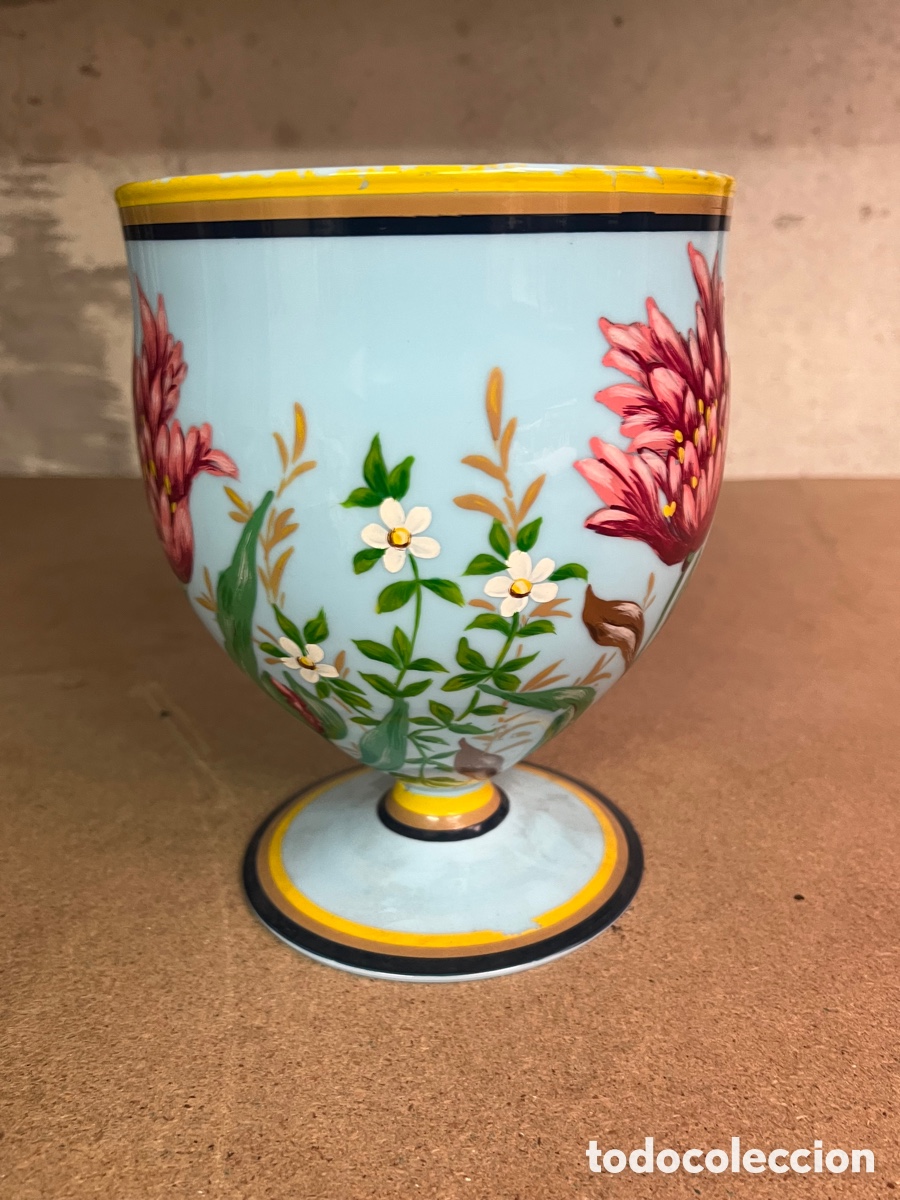 Antig&uuml;edades: Jarr&oacute;n macetero copa pintado a mano cer&aacute;mica - Foto 4