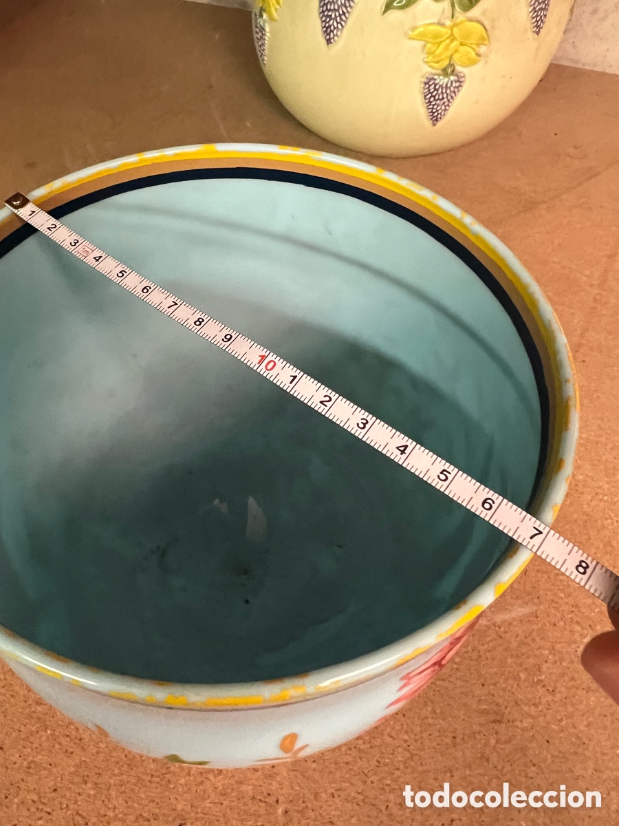 Antig&uuml;edades: Jarr&oacute;n macetero copa pintado a mano cer&aacute;mica - Foto 9