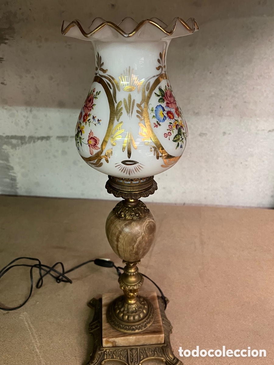 Antig&uuml;edades: L&aacute;mpara antigua vintage de mesa - Foto 7