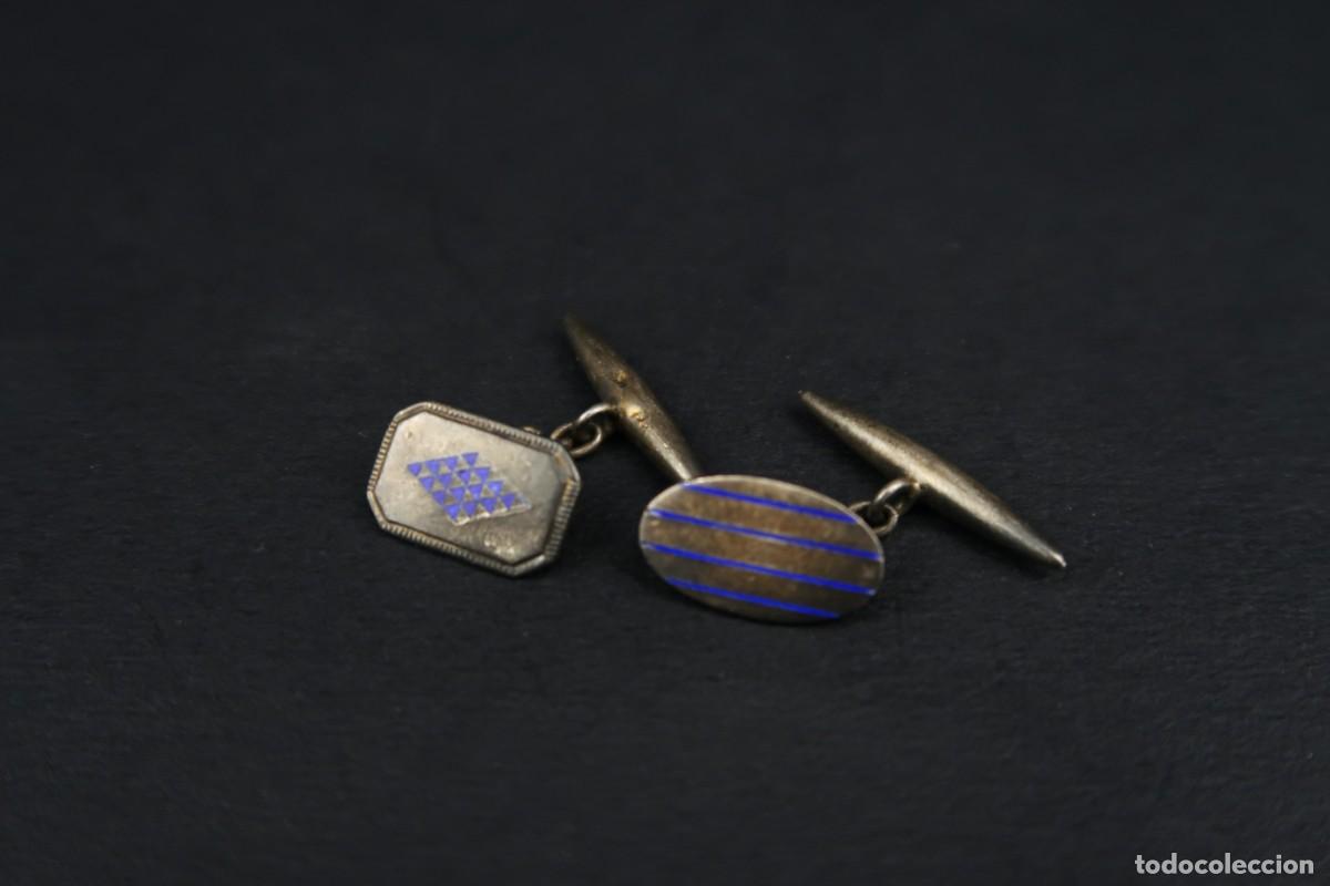 Antig&uuml;edades: Antiguos Gemelos de Plata y Esmaltes - Foto 1