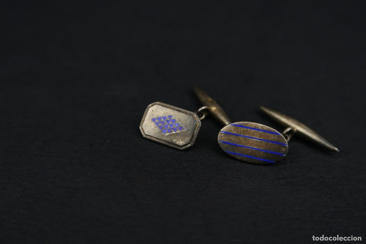Antig&uuml;edades: Antiguos Gemelos de Plata y Esmaltes - Foto 2