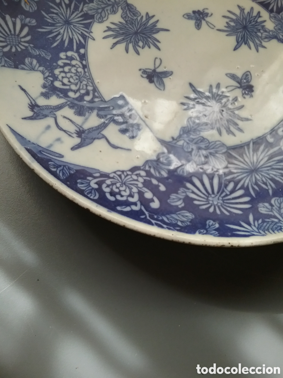 Antig&uuml;edades: Plato oriental en cer&aacute;mica azul - Foto 2