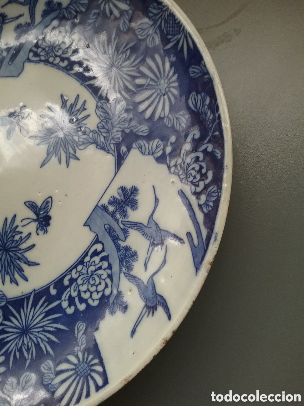 Antig&uuml;edades: Plato oriental en cer&aacute;mica azul - Foto 3