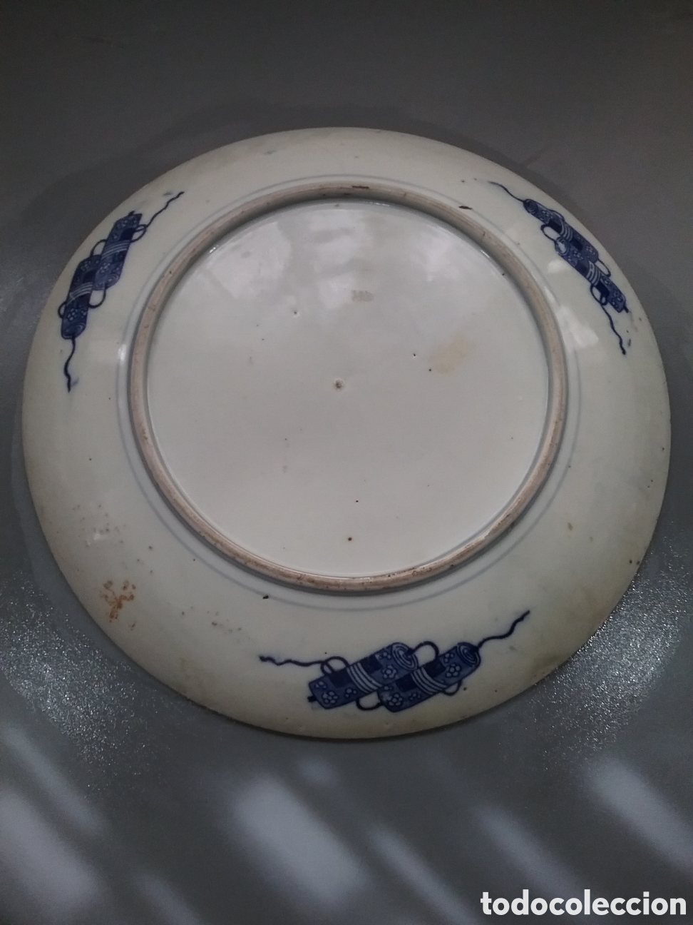 Antig&uuml;edades: Plato oriental en cer&aacute;mica azul - Foto 4