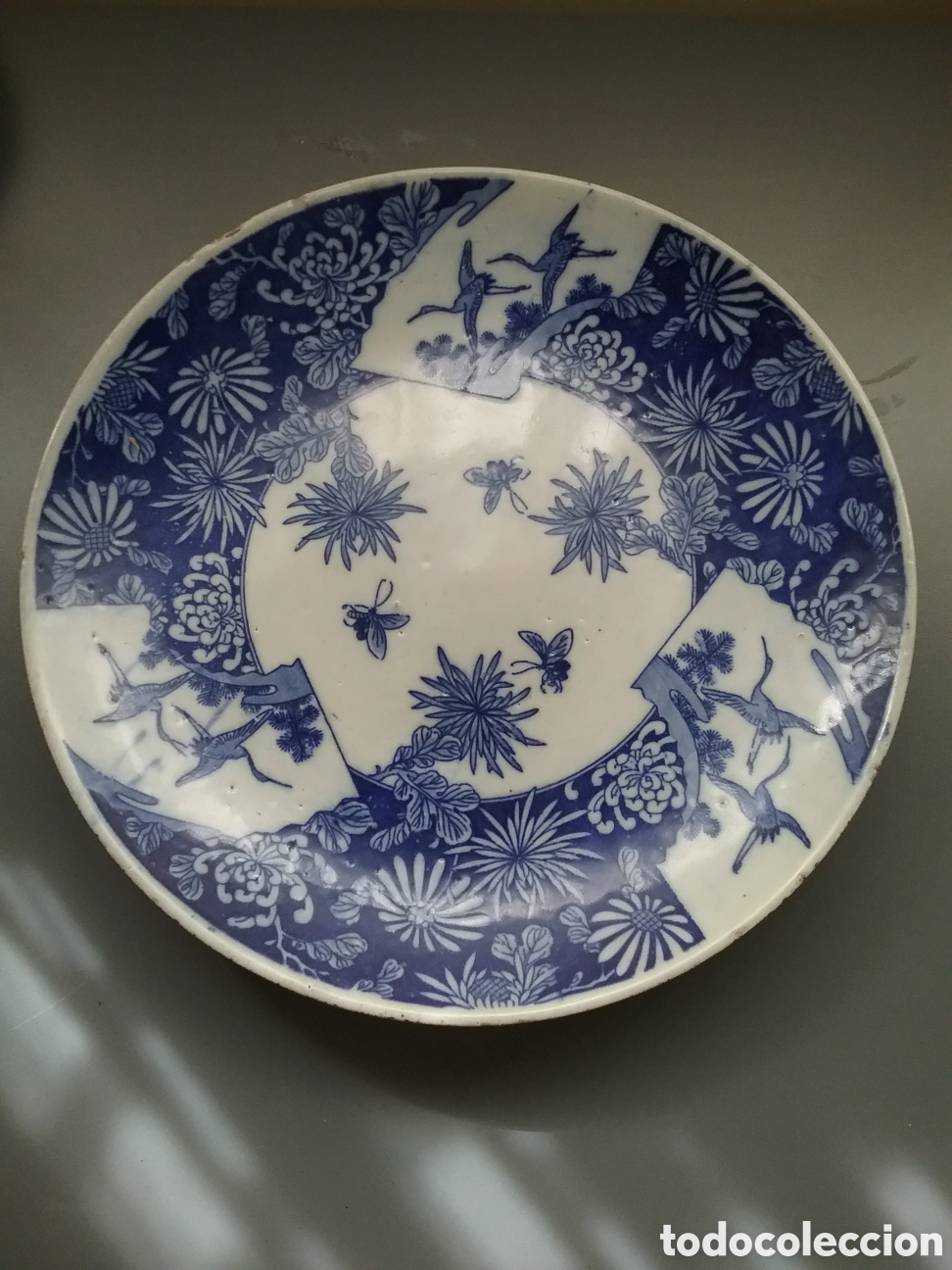 Antig&uuml;edades: Plato oriental en cer&aacute;mica azul - Foto 1