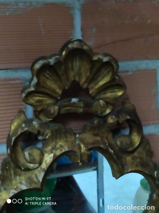 Antig&uuml;edades: espejo cornucopia de madera muy antiguo ver - Foto 2