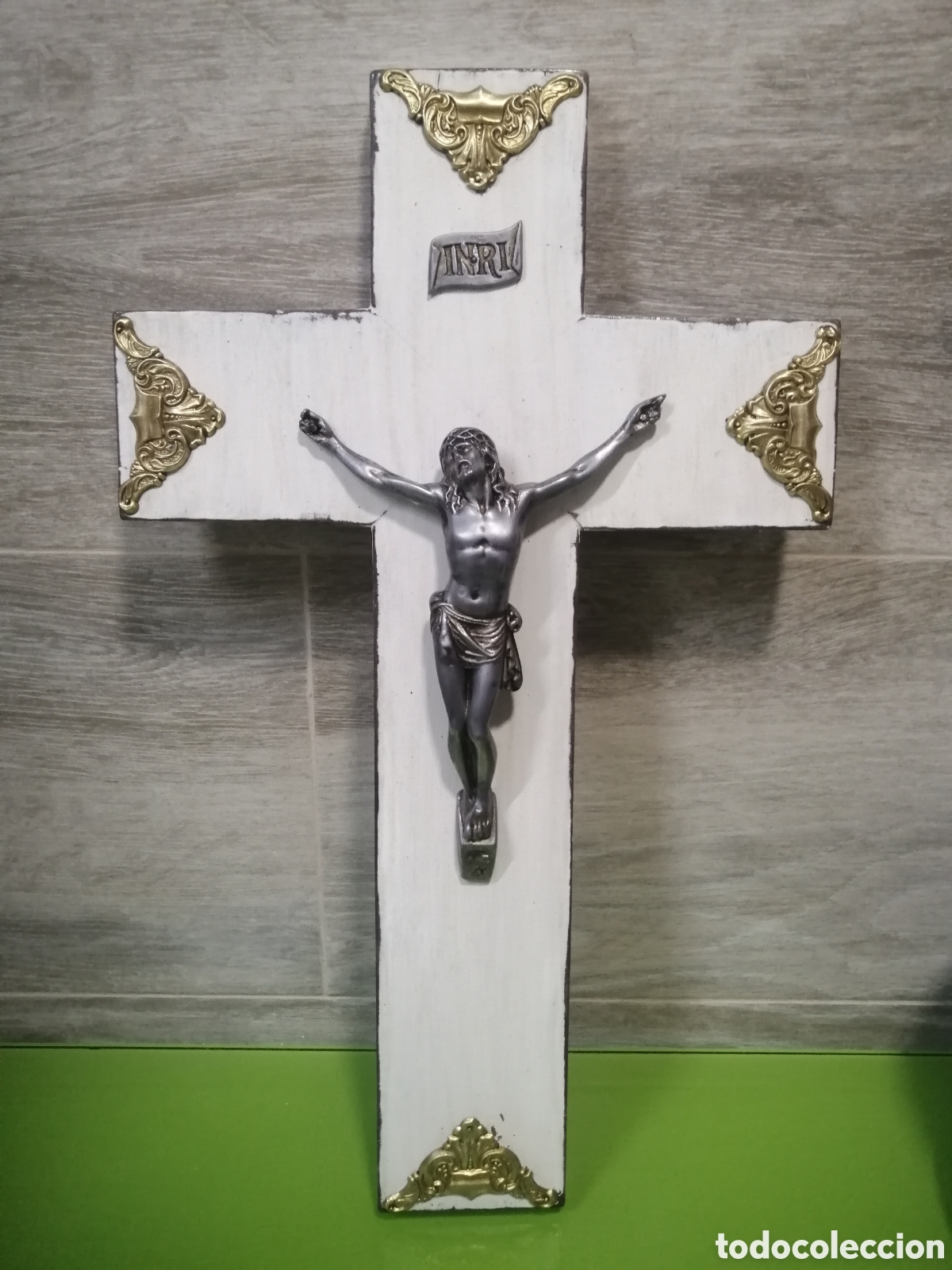 Antig&uuml;edades: Crucifijo blanco Jesucristo - Foto 2