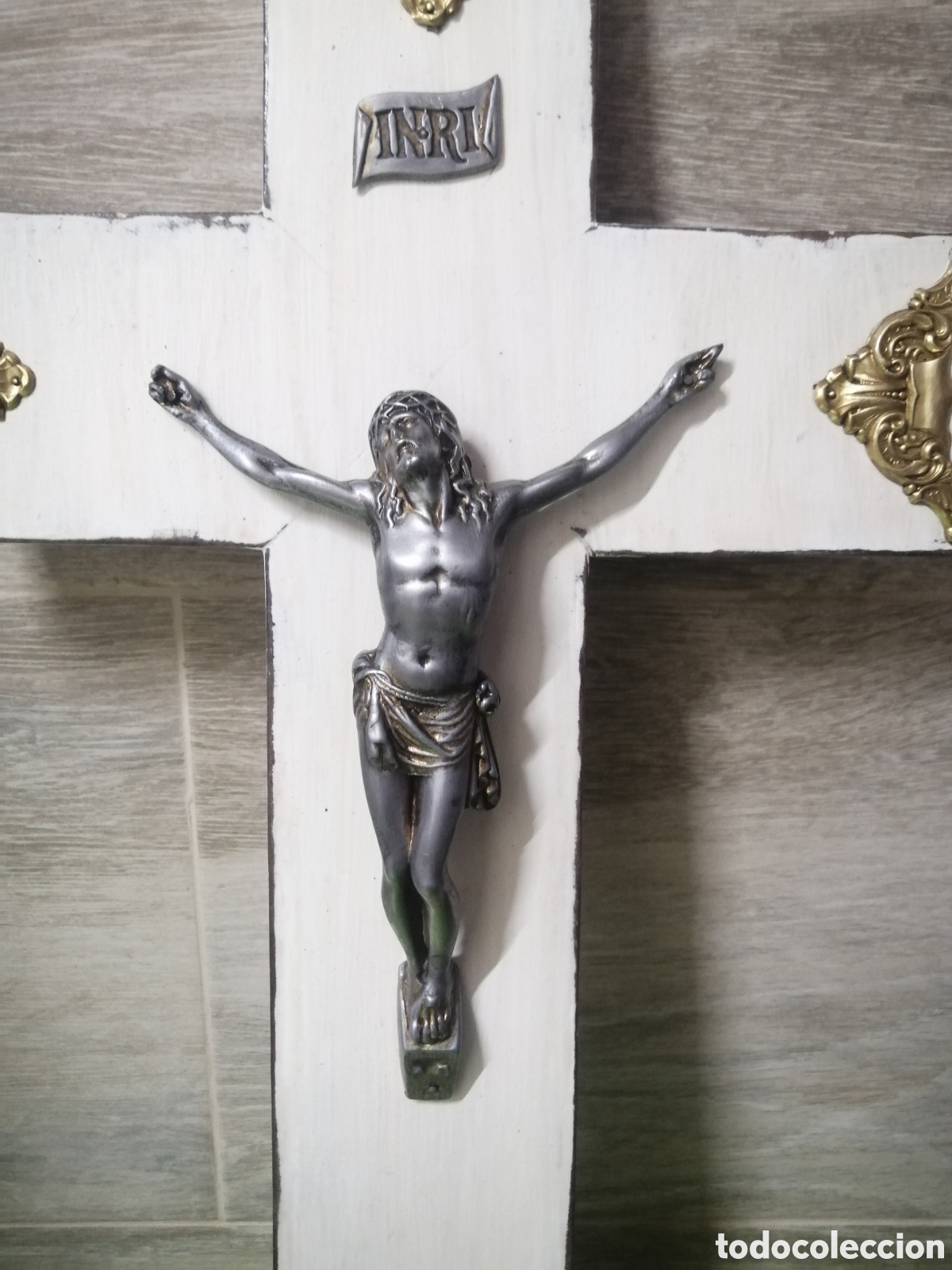 Antig&uuml;edades: Crucifijo blanco Jesucristo - Foto 3