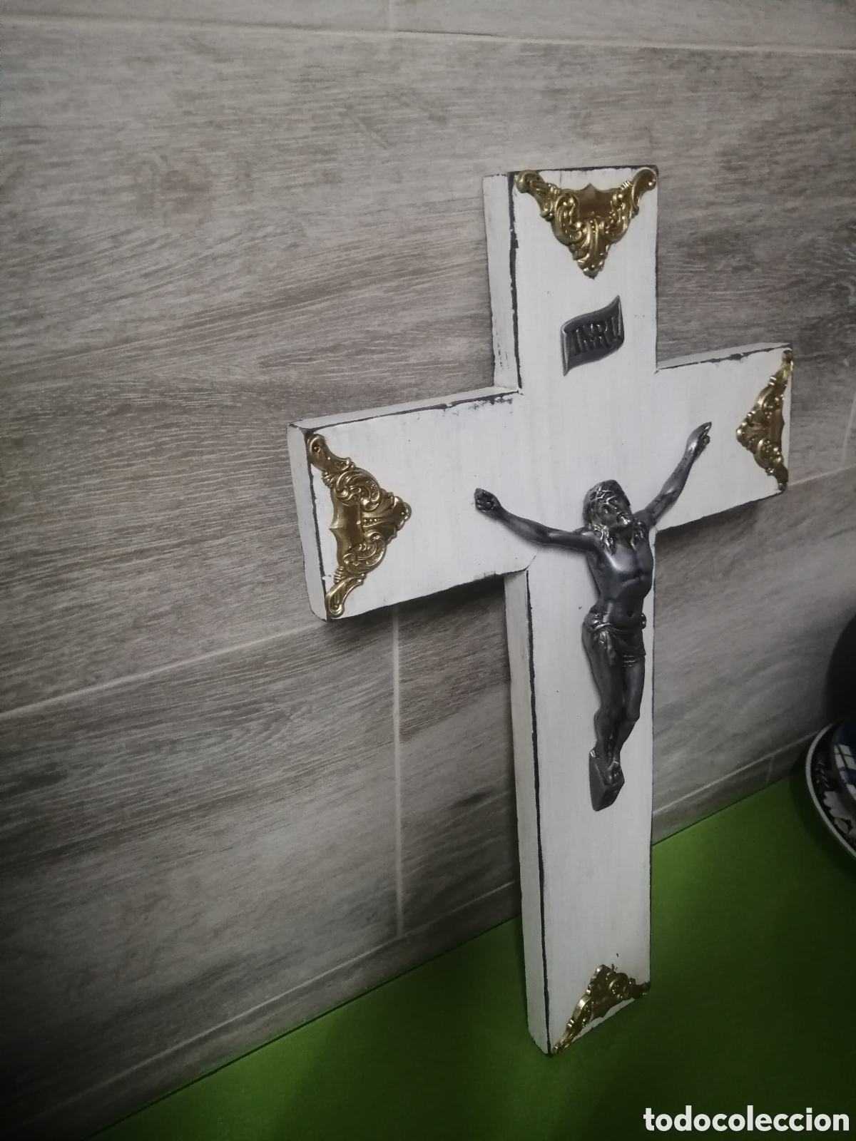 Antig&uuml;edades: Crucifijo blanco Jesucristo - Foto 5