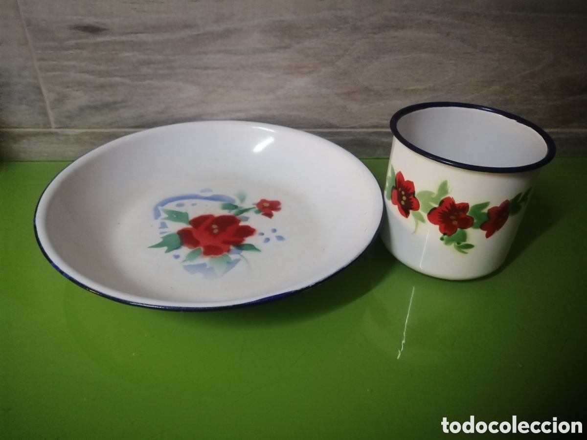 Antig&uuml;edades: Plato taza de chapa - Foto 2