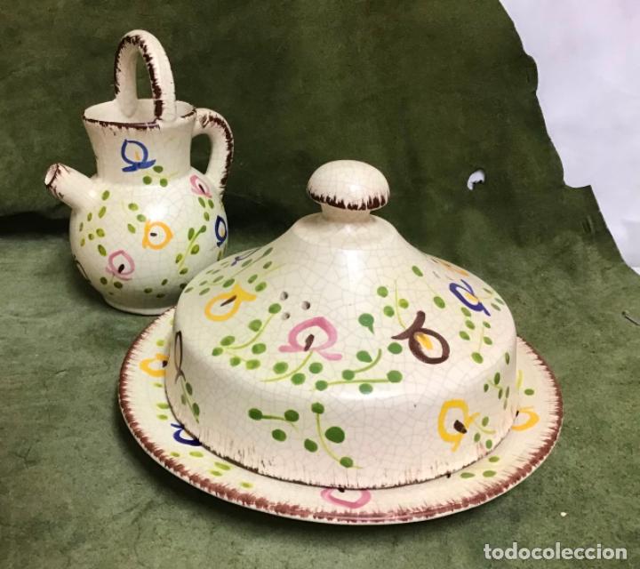 Antig&uuml;edades: QUESERA Y TETERA DE CER&Agrave;MICA FRANCESA - Foto 1