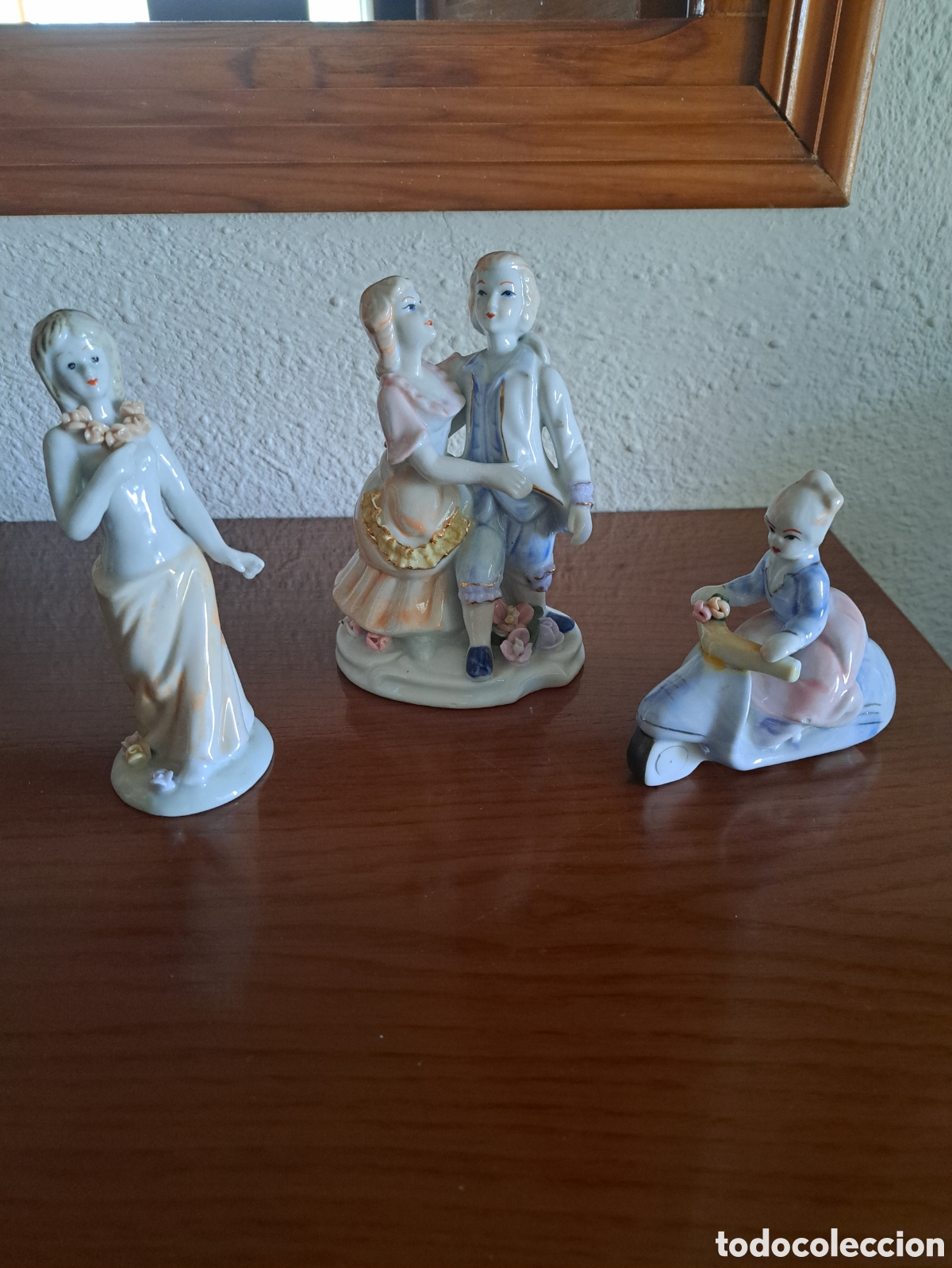 Antiguidades: Conjunto de 3 figuras de porcelana china