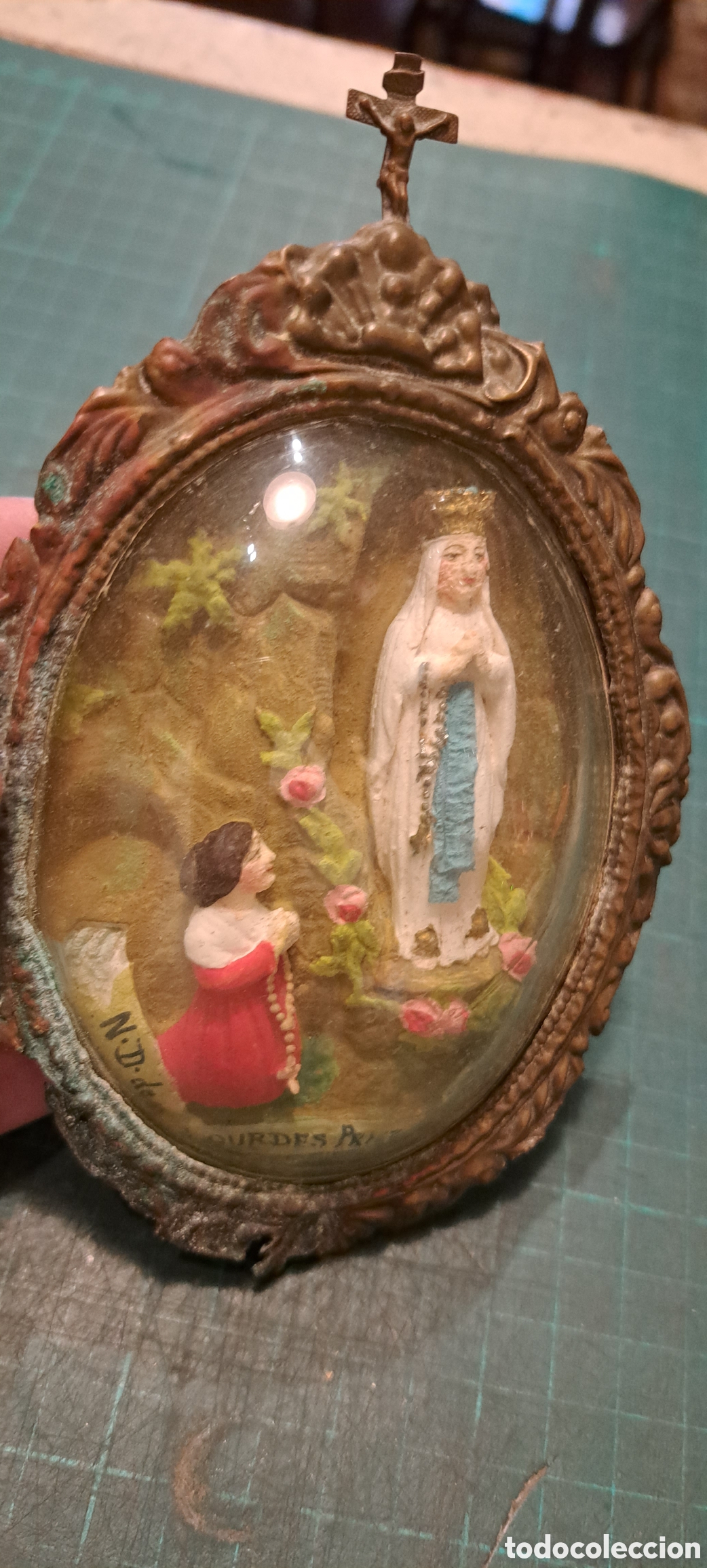 Antig&uuml;edades: Cuadro Virgen Lourdes - Foto 1