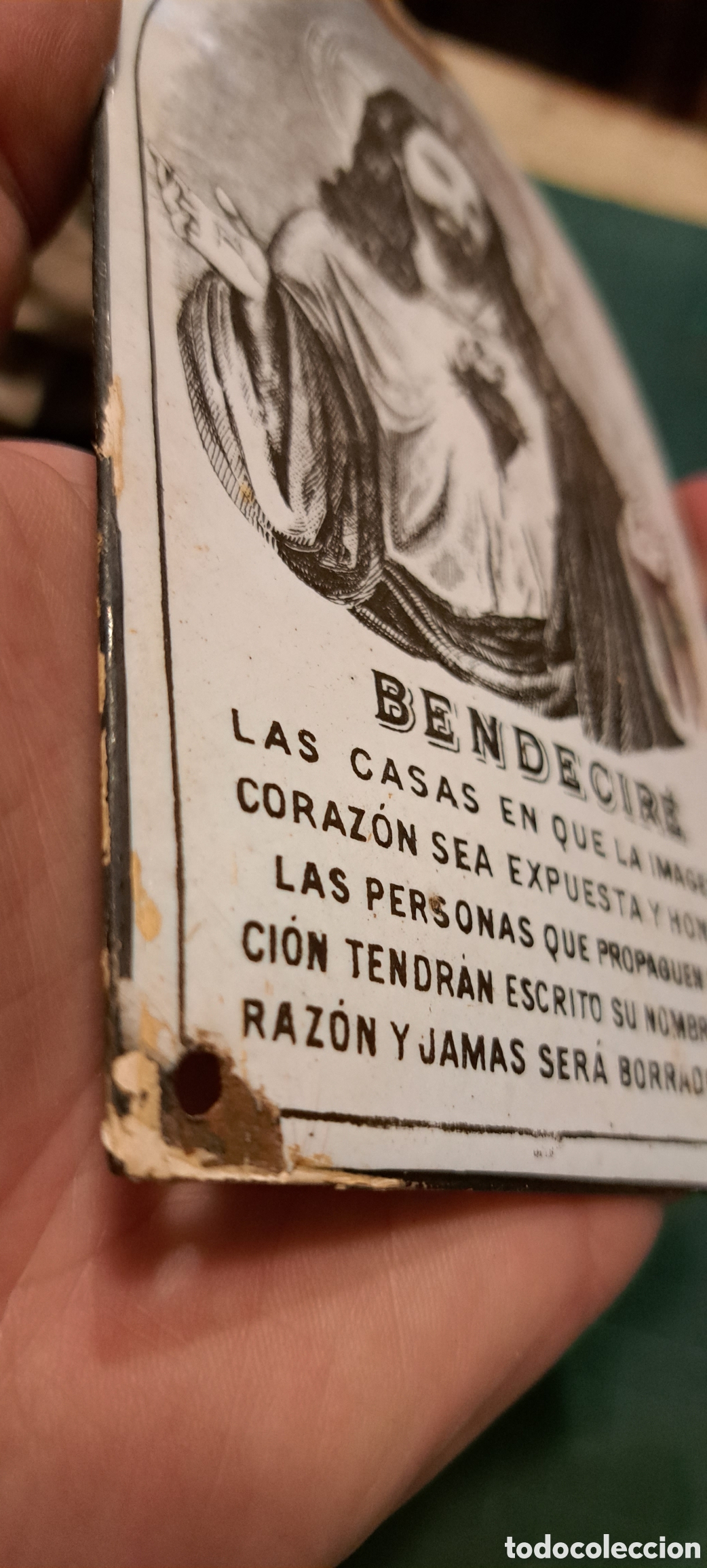 Antig&uuml;edades: Placa Jesucristo vidrio esmaltado - Foto 2
