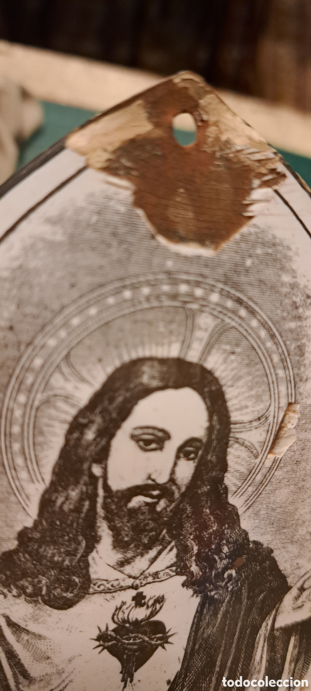Antig&uuml;edades: Placa Jesucristo vidrio esmaltado - Foto 7