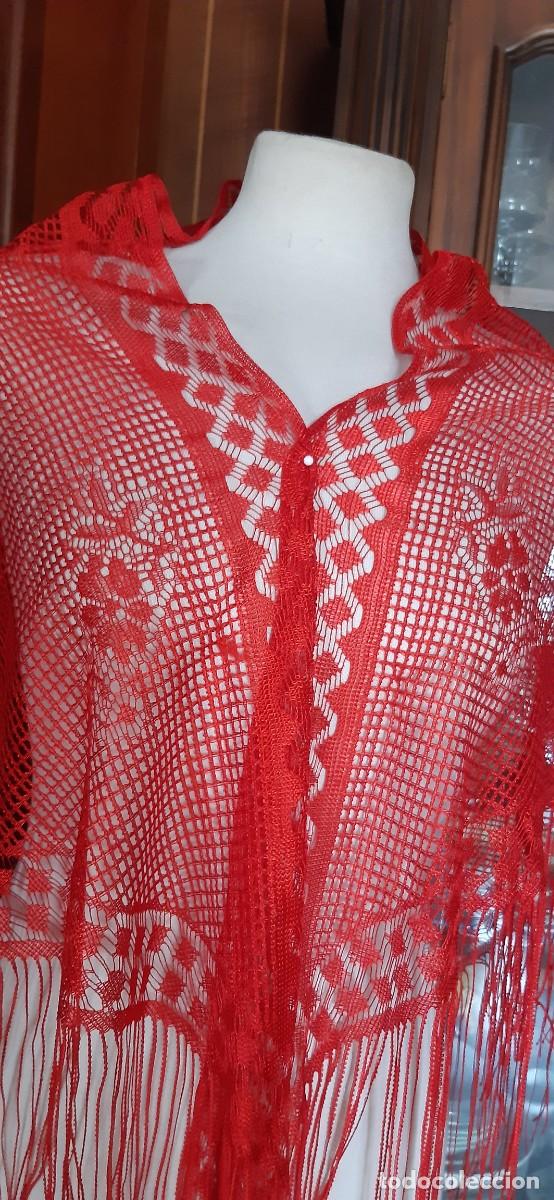 Antig&uuml;edades: MANT&Oacute;N DE PICO DE ENCAJE ROJO. - Foto 2