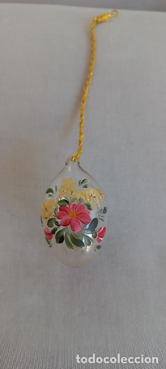 Antig&uuml;edades: HUEVO DE CRISTAL PINTADO A MANO, PARA PASCUA, O DECORACION DE ARBOL DE NAVIDAD