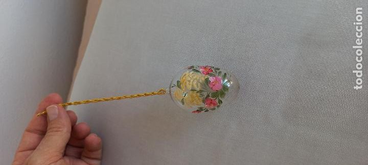 Antig&uuml;edades: HUEVO DE CRISTAL PINTADO A MANO, PARA PASCUA, O DECORACION DE ARBOL DE NAVIDAD