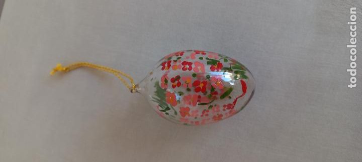 Antig&uuml;edades: HUEVO DE CRISTAL PINTADO A MANO, PARA PASCUA, O DECORACION DE ARBOL DE NAVIDAD
