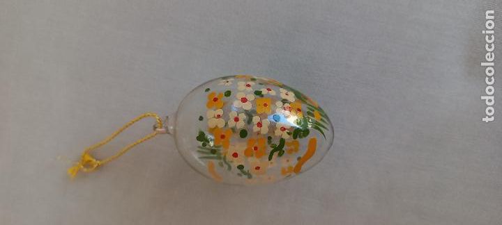 Antig&uuml;edades: HUEVO DE CRISTAL PINTADO A MANO, PARA PASCUA, O DECORACION DE ARBOL DE NAVIDAD