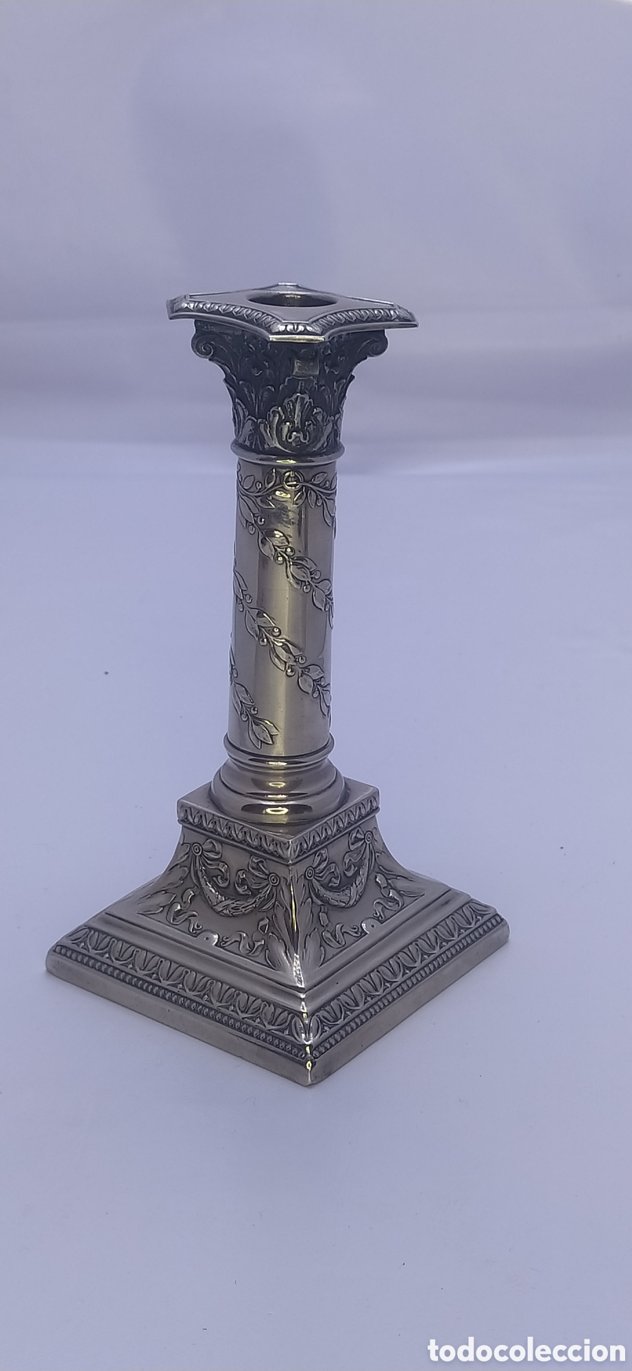 Antig&uuml;edades: Candelero columna corintia plateada - Foto 4