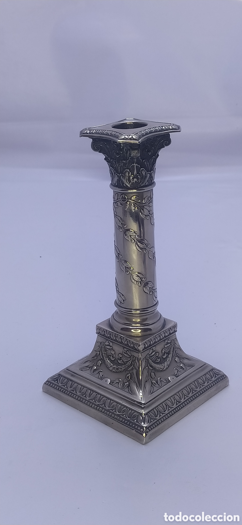 Antig&uuml;edades: Candelero columna corintia plateada - Foto 12