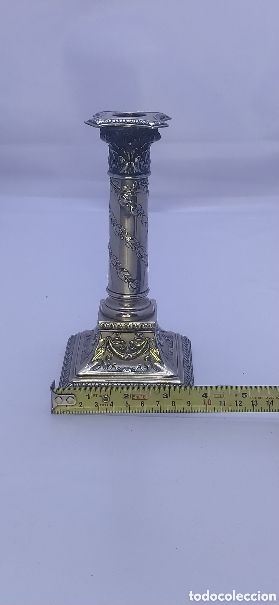 Antig&uuml;edades: Candelero columna corintia plateada - Foto 14