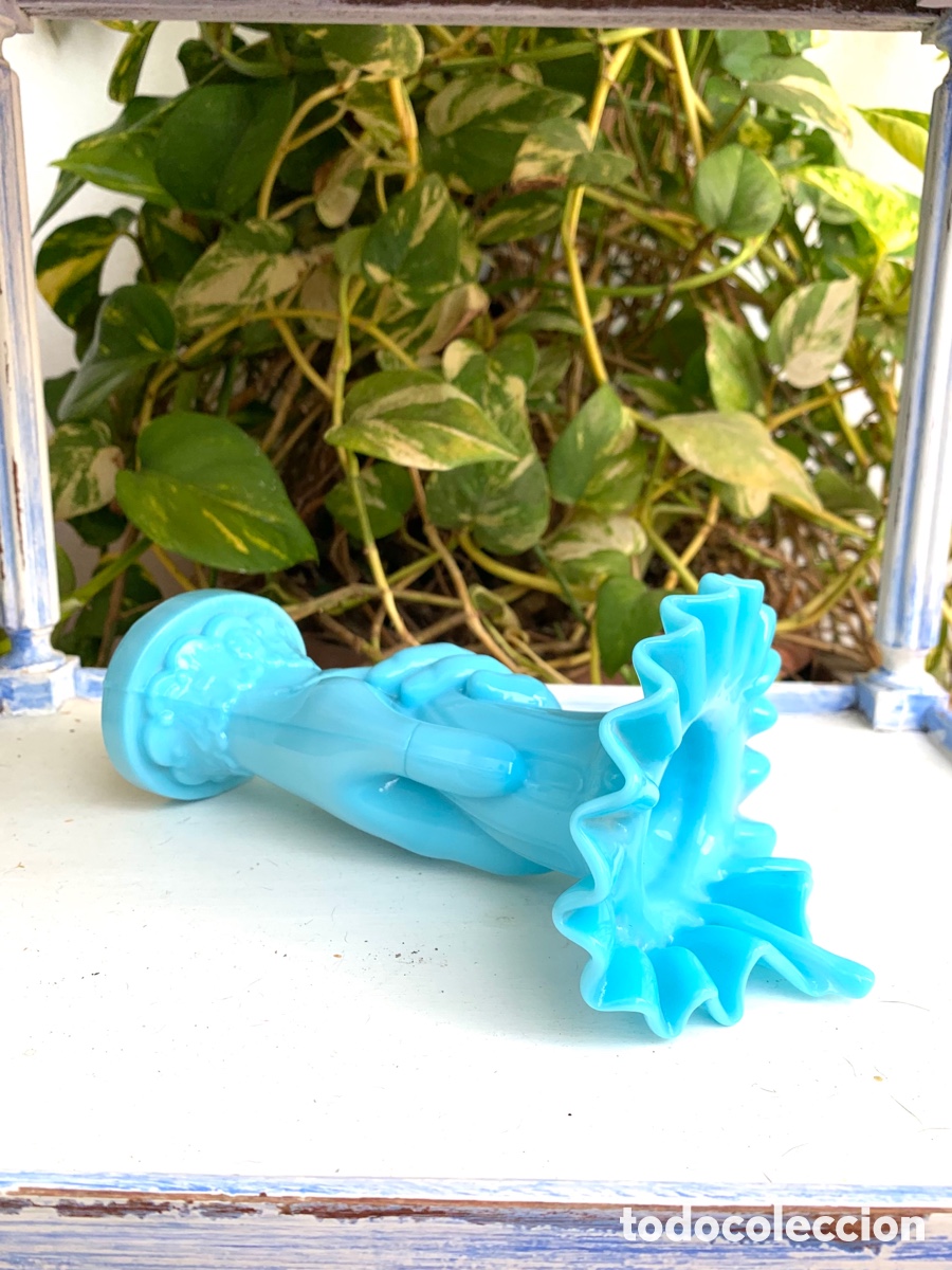 Antig&uuml;edades: VIOLETERO ANTIGUO OPALINA AZUL - Foto 5