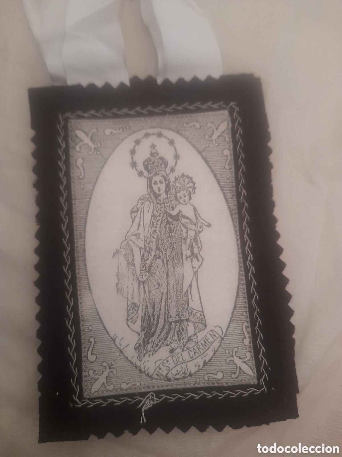 Antig&uuml;edades: Antiguo escapulario de la Virgen del Carmen - Foto 3