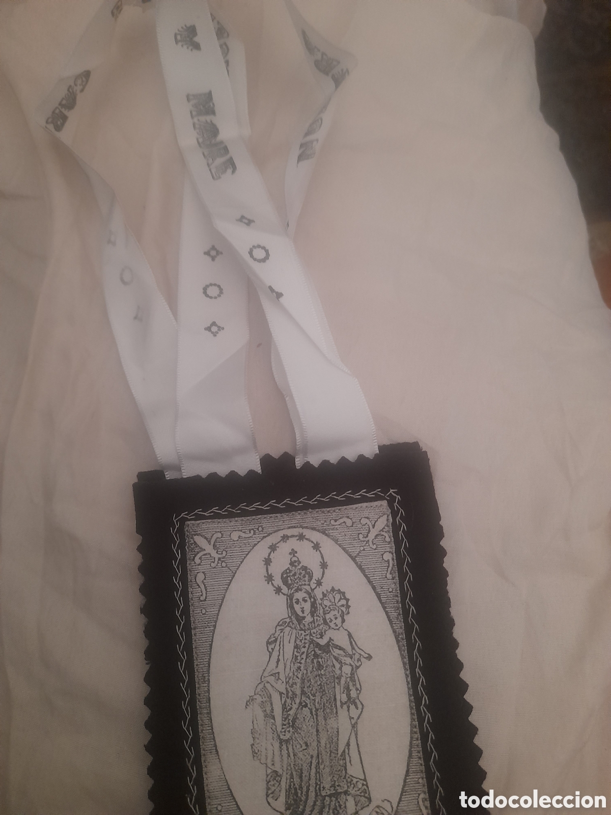 Antig&uuml;edades: Antiguo escapulario de la Virgen del Carmen - Foto 4