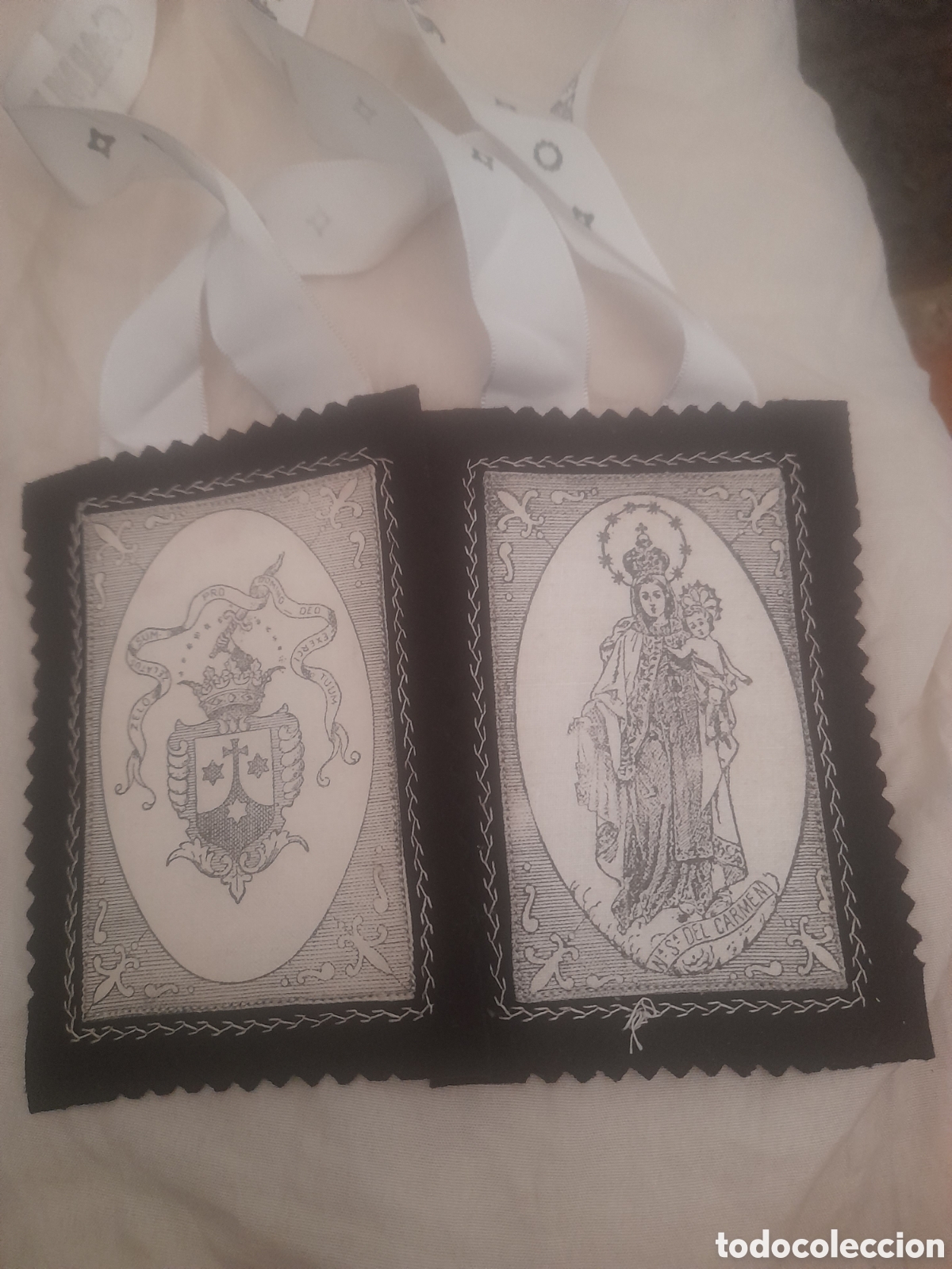 Antig&uuml;edades: Antiguo escapulario de la Virgen del Carmen - Foto 1