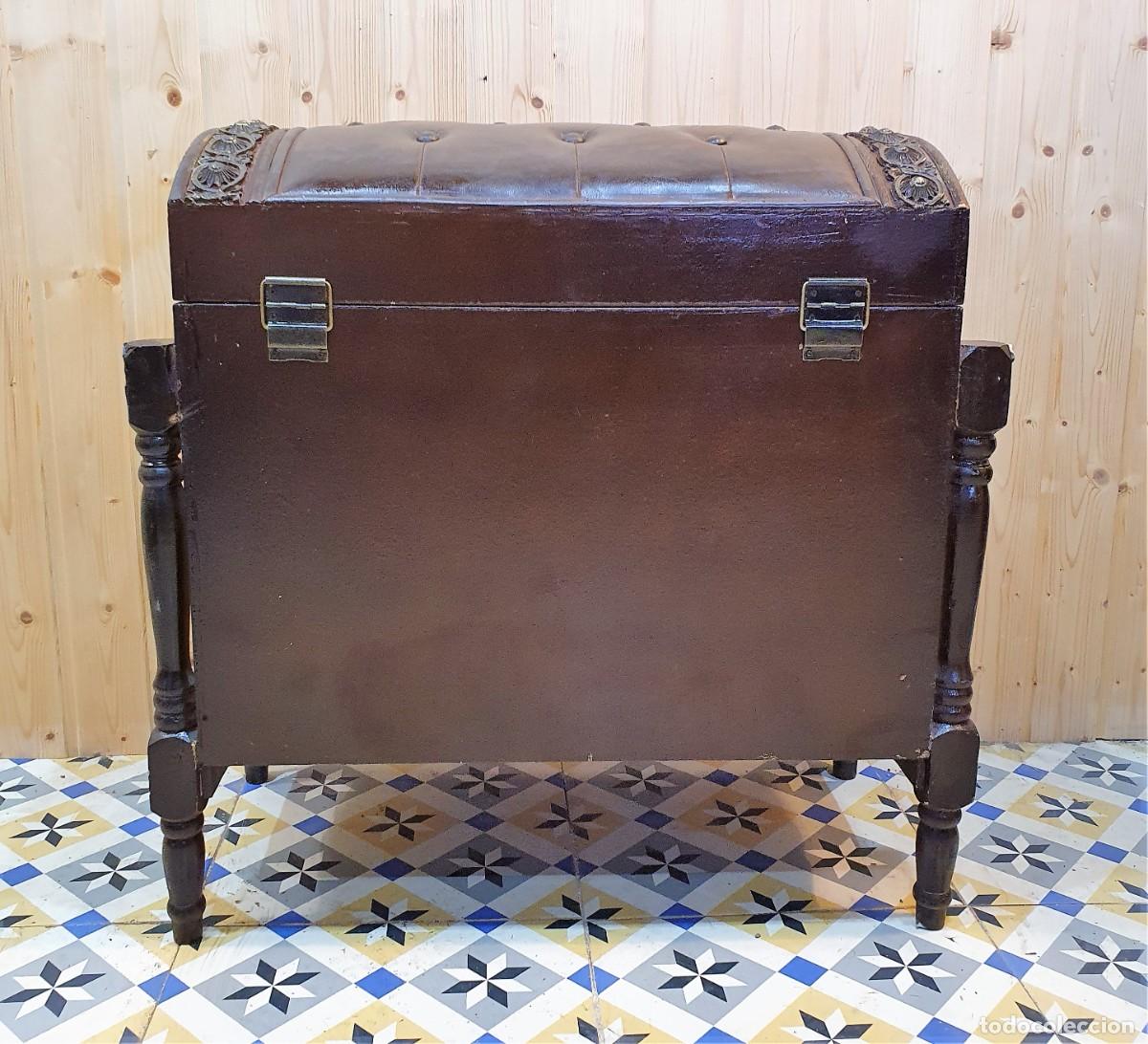 Antig&uuml;edades: BAUL ANTIGUO EN PIEL Y MADERA - Foto 7