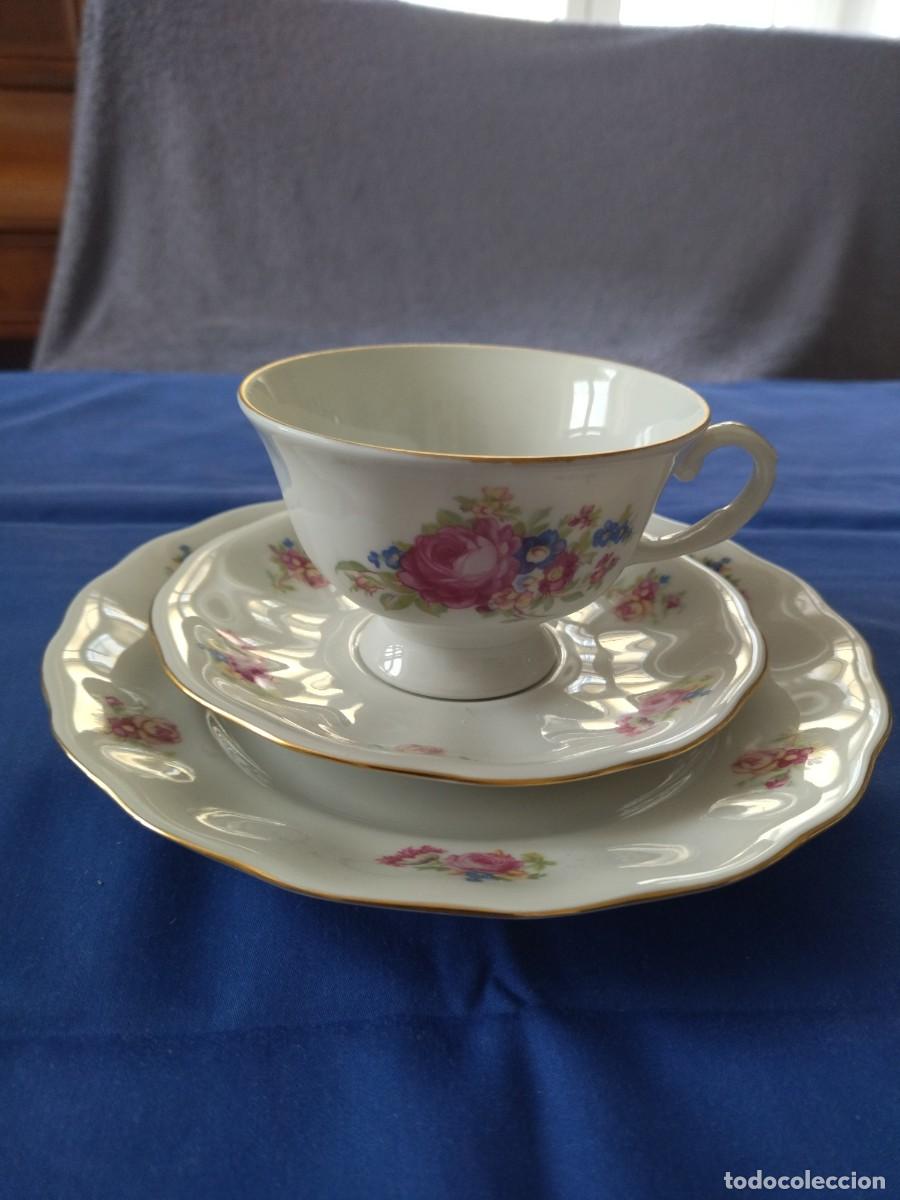 Antiguidades: Precioso solitario de desayuno y merienda de porcelana, favolina made in poland, 3 piezas