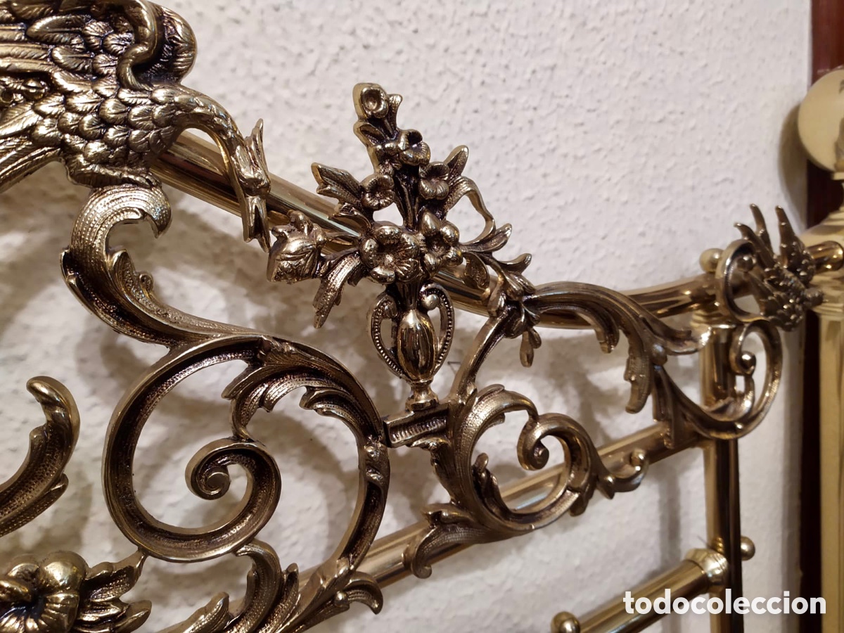 Antig&uuml;edades: Cabecero y piecero de cama de bronce y lat&oacute;n - Foto 6