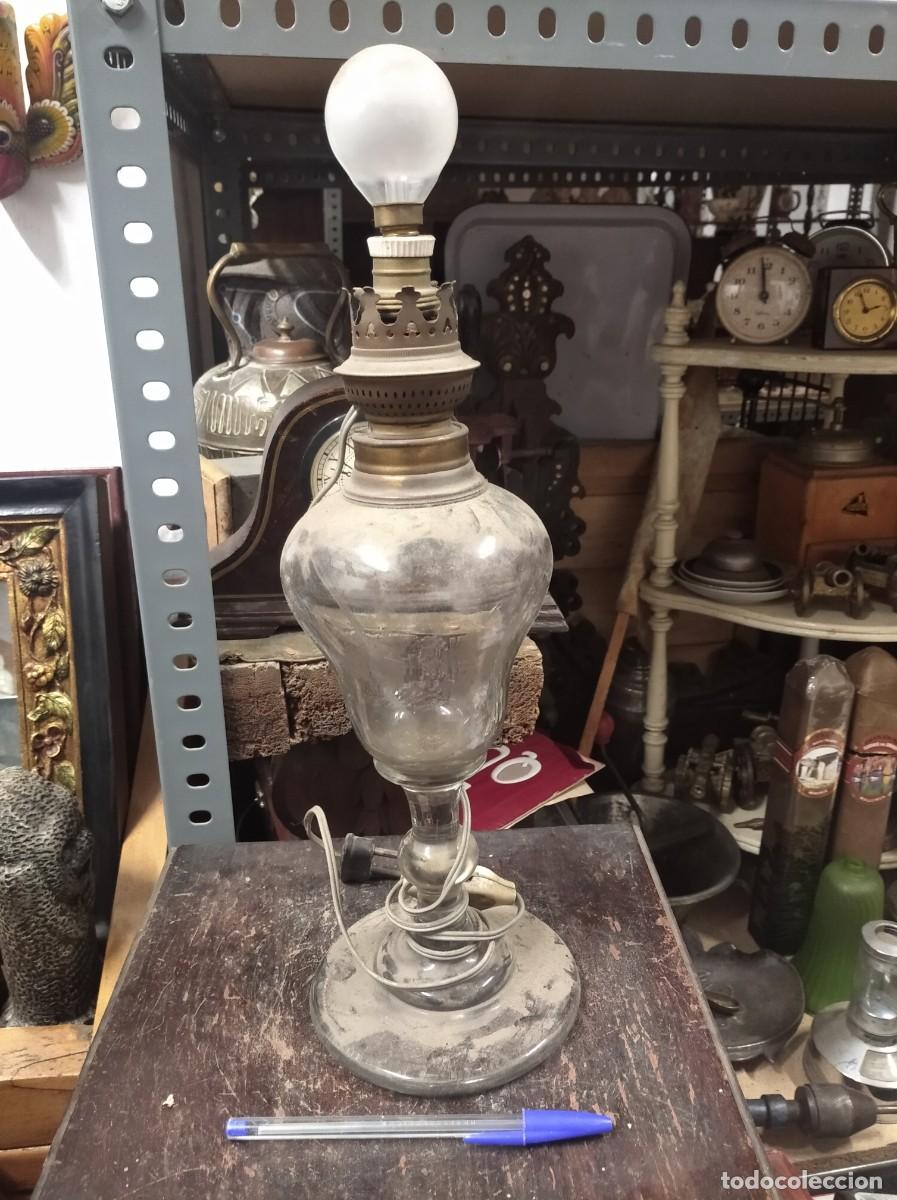 Antig&uuml;edades: ANTIGUO QUINQU&Eacute; DE CRISTAL, ELECTRIFICADO - Foto 2