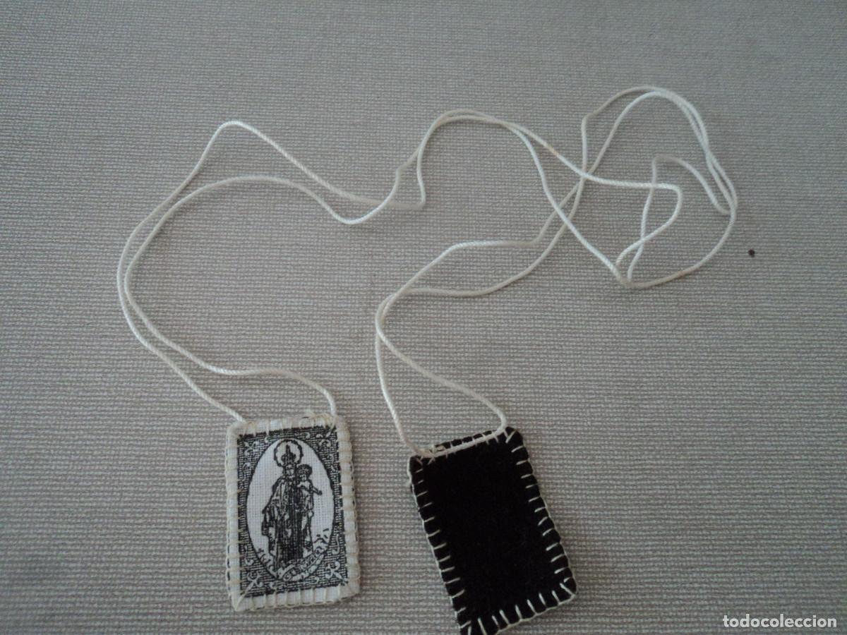Antig&uuml;edades: 3 antiguos escapularios virgen del carmen - Foto 2