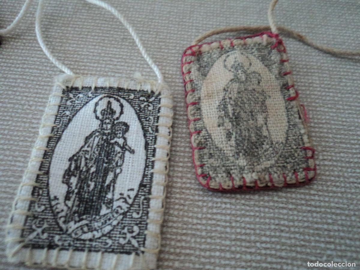 Antig&uuml;edades: 3 antiguos escapularios virgen del carmen - Foto 5