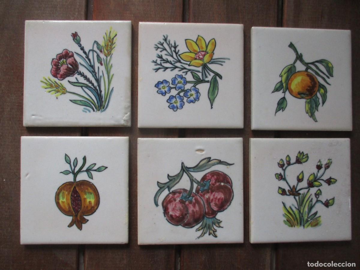 Antig&uuml;edades: Azulejos antiguos flores - Foto 1