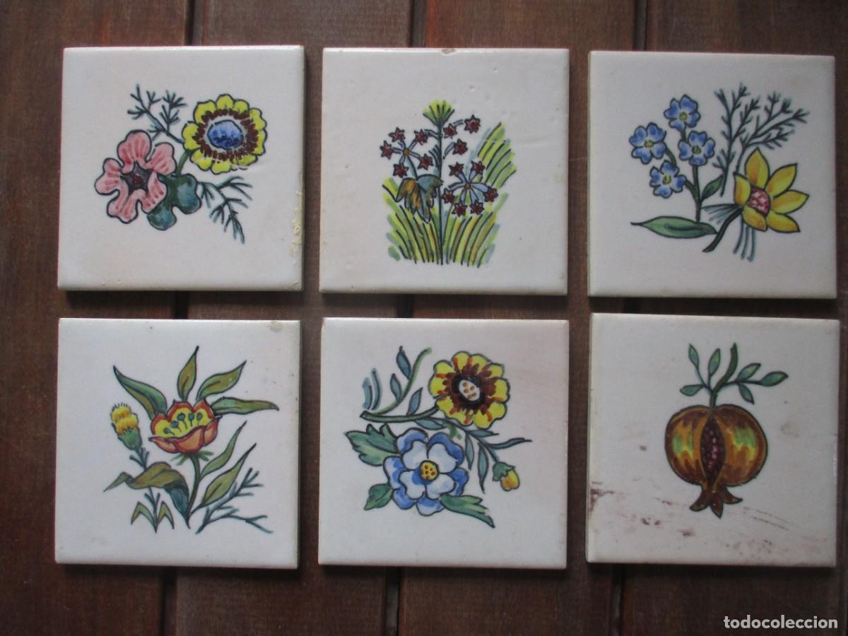 Antig&uuml;edades: Azulejos antiguos flores - Foto 1