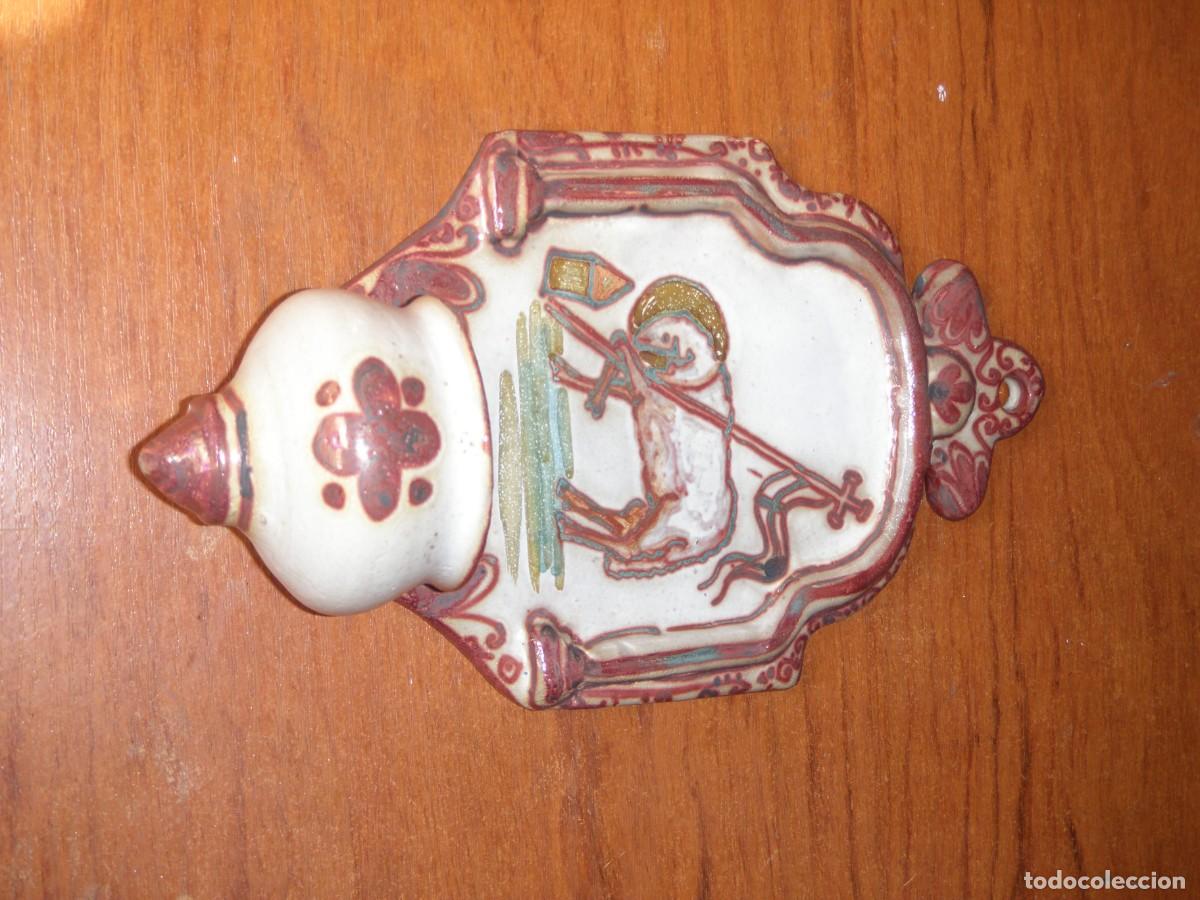 Antig&uuml;edades: PRECIOSA BENDITERA CERAMICA MARCA ABACABA - Foto 2