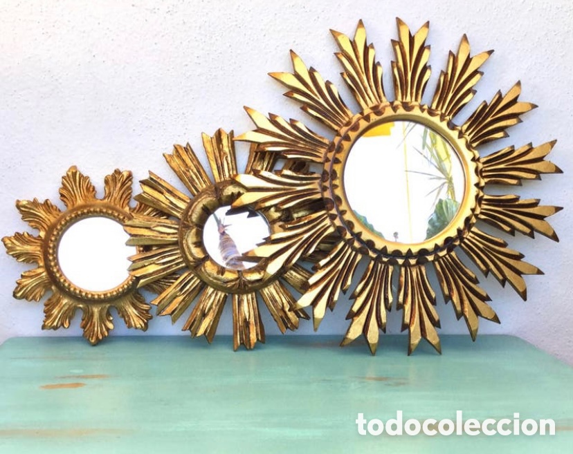 Antig&uuml;edades: ESPEJO SOL MADERA - Foto 3