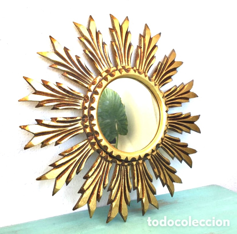 Antig&uuml;edades: ESPEJO SOL MADERA - Foto 1