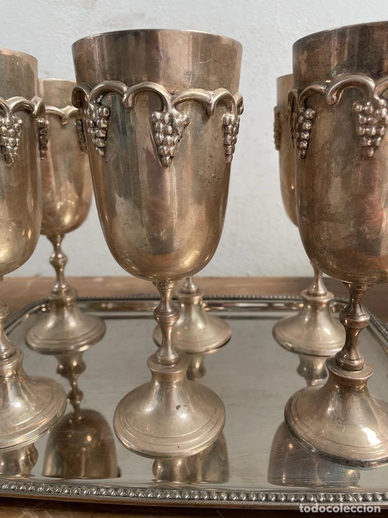 Antig&uuml;edades: Juego de copas de alpaca con ba&ntilde;o en plata. - Foto 4