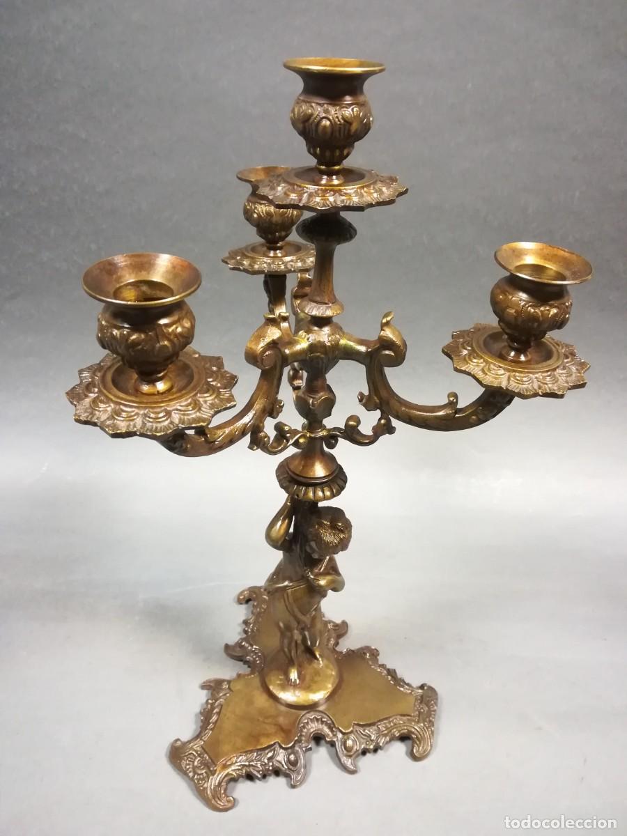 Antig&uuml;edades: CANDELABRO R&Eacute;PLICA DE BRONCE PATINADO - Foto 5