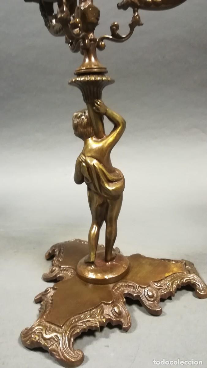 Antig&uuml;edades: CANDELABRO R&Eacute;PLICA DE BRONCE PATINADO - Foto 8
