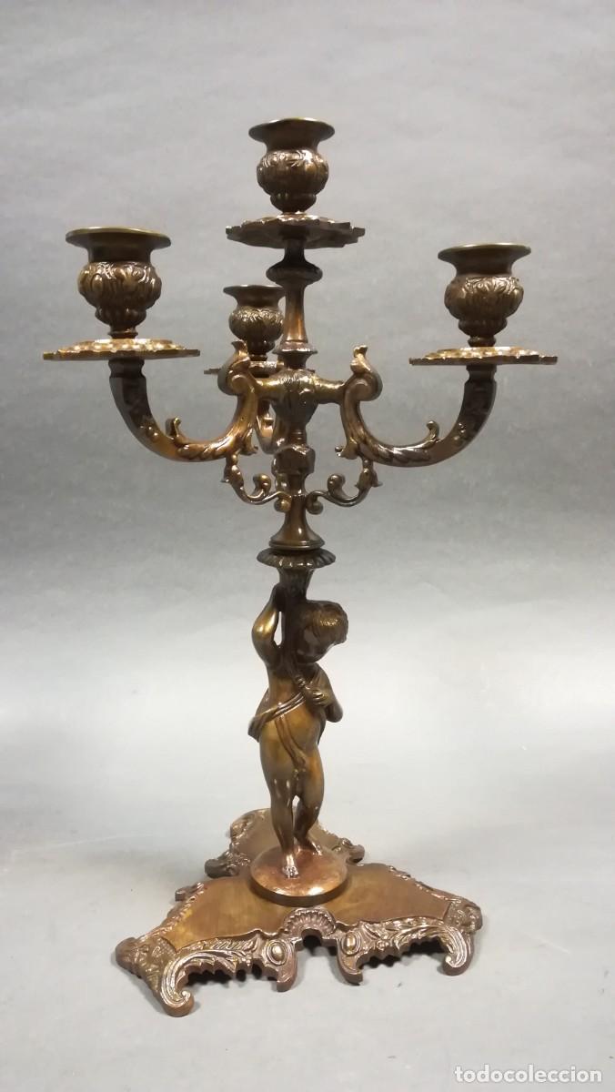 Antig&uuml;edades: CANDELABRO R&Eacute;PLICA DE BRONCE PATINADO - Foto 9