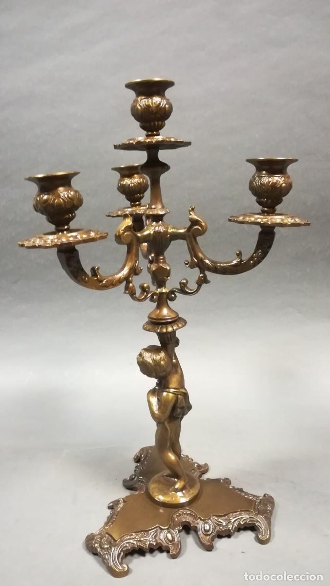 Antig&uuml;edades: CANDELABRO R&Eacute;PLICA DE BRONCE PATINADO - Foto 10