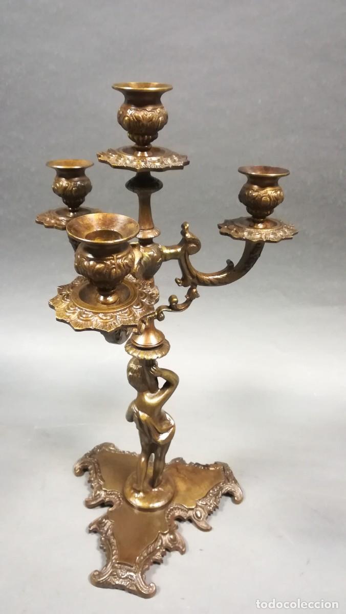 Antig&uuml;edades: CANDELABRO R&Eacute;PLICA DE BRONCE PATINADO - Foto 11