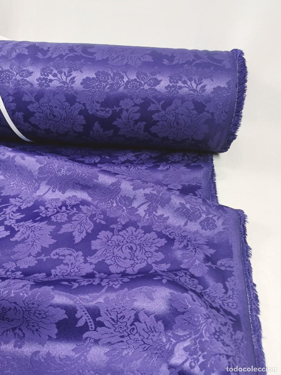 Antig&uuml;edades: TEJIDO MORADO ADAMASCADO - Foto 3
